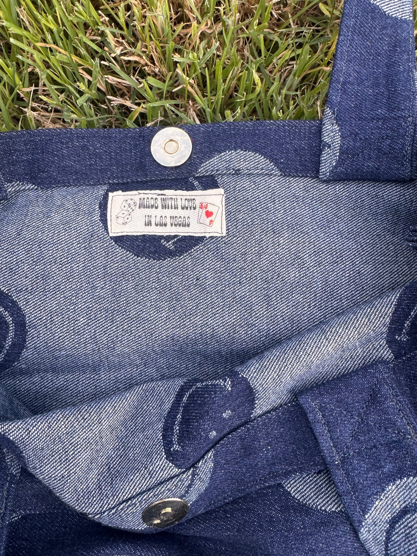 Denim Smiley Tote Bag