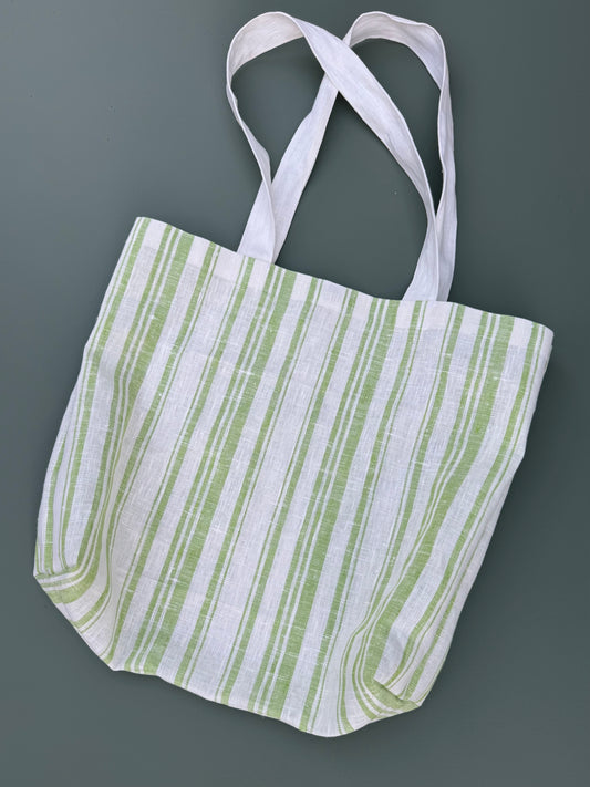 Handmade Striped Linen Tote Bag