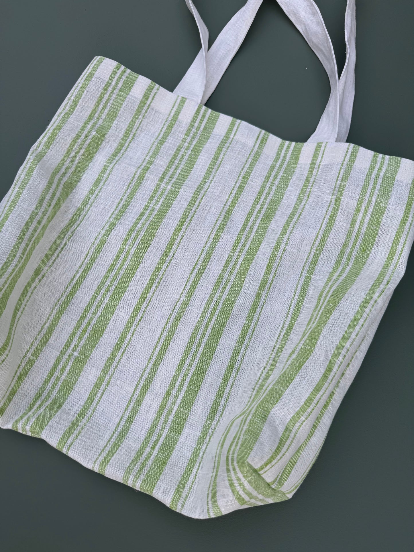 Handmade Striped Linen Tote Bag