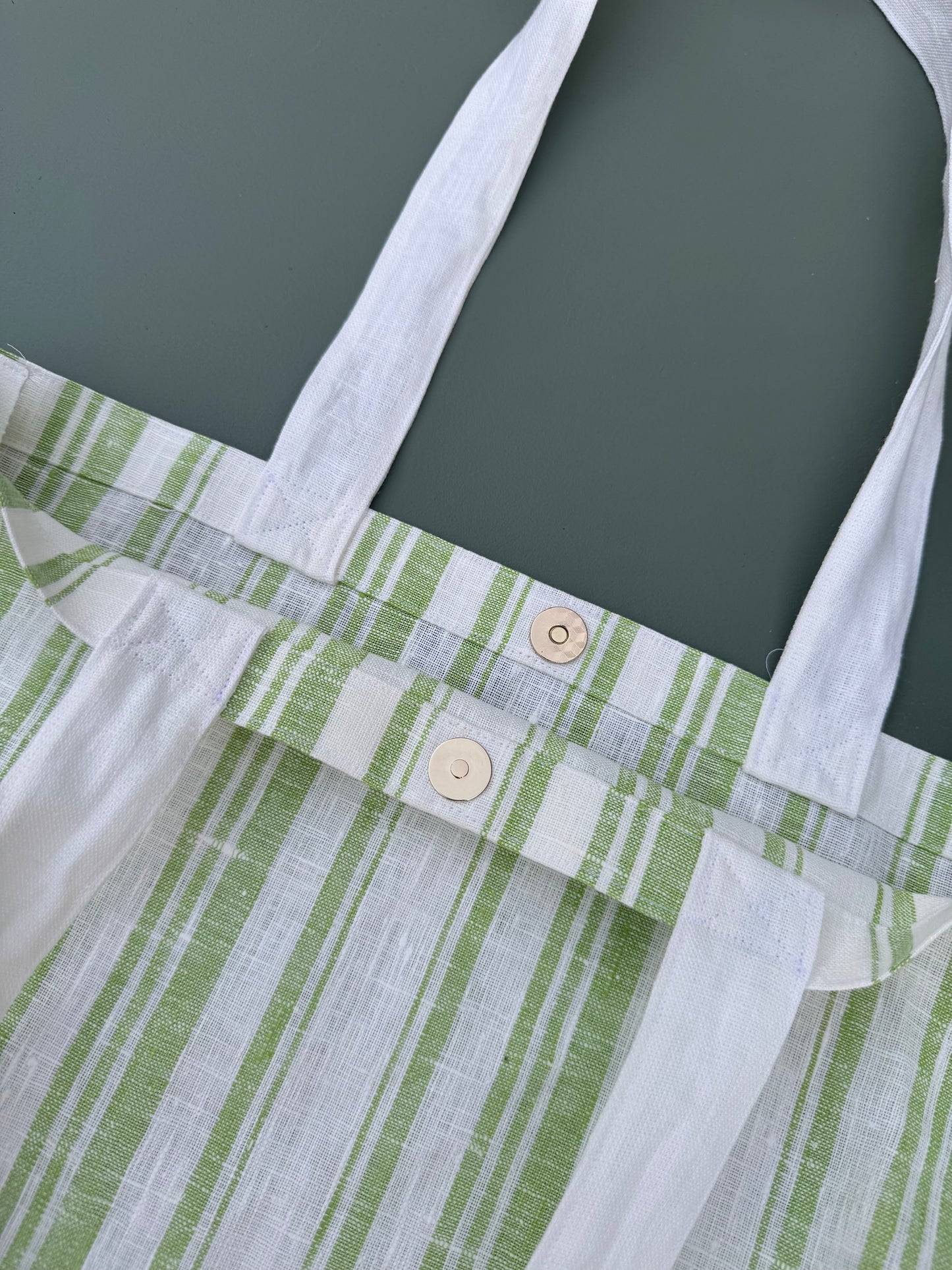 Handmade Striped Linen Tote Bag