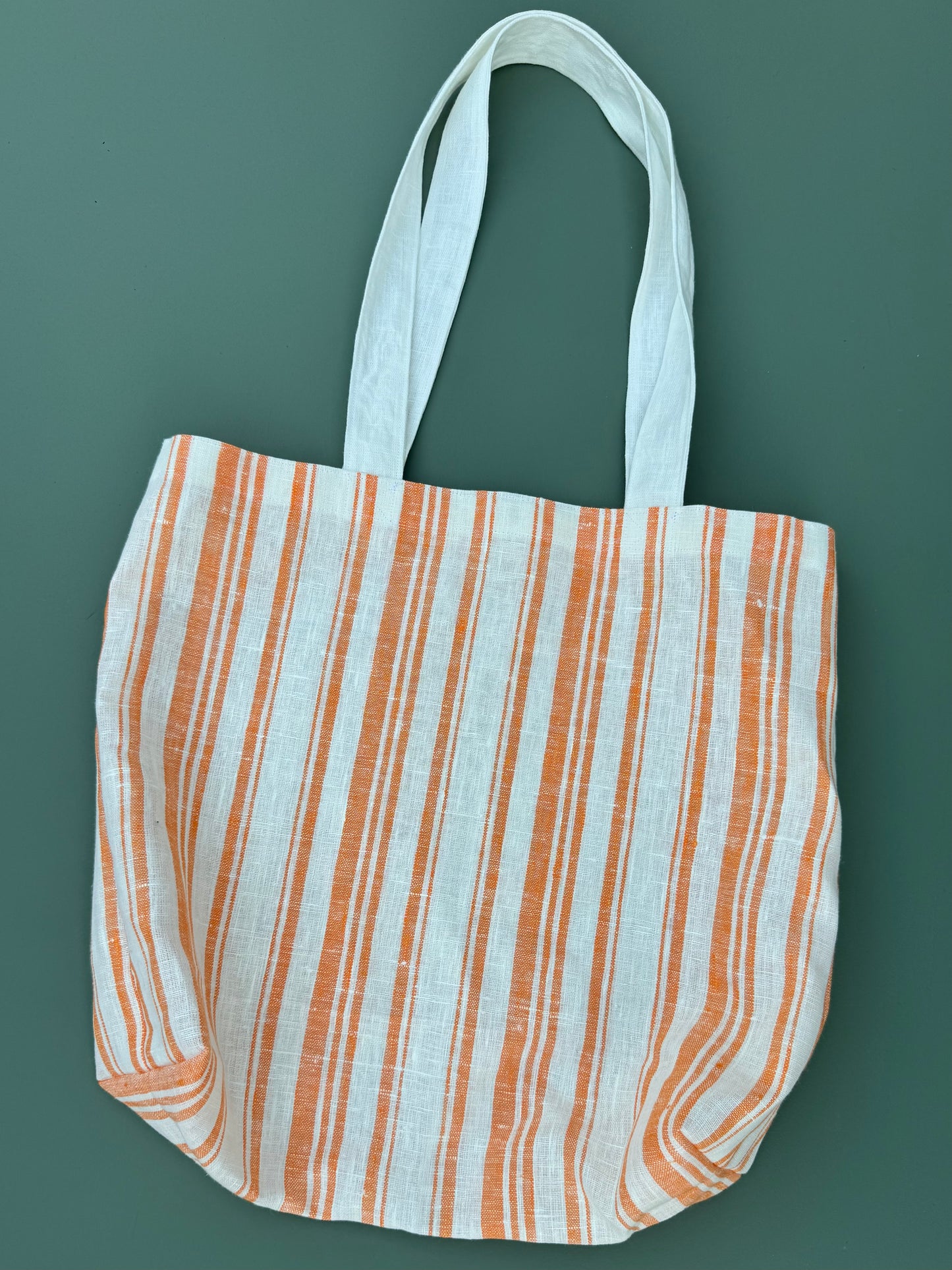 Handmade Striped Linen Tote Bag