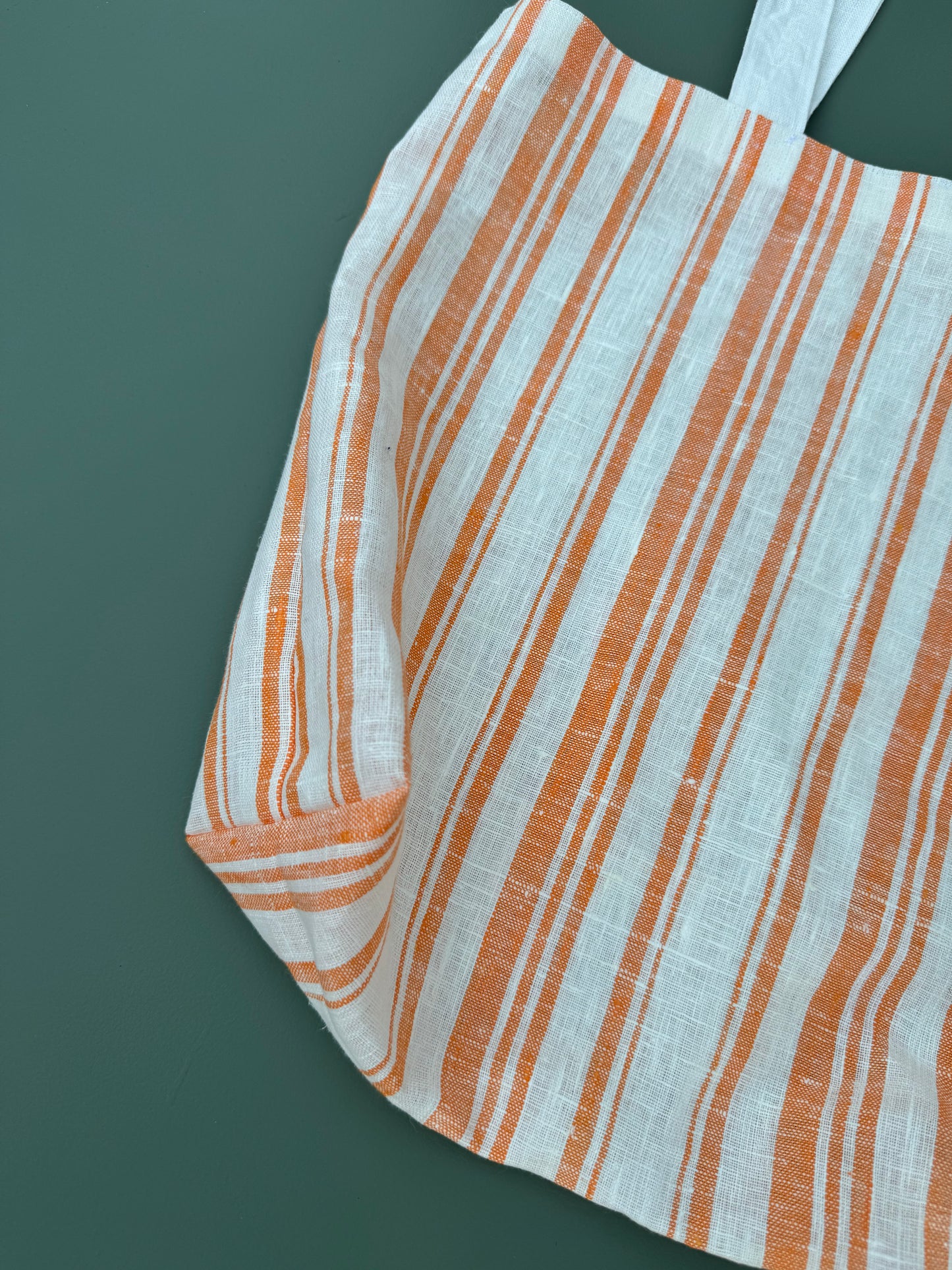 Handmade Striped Linen Tote Bag