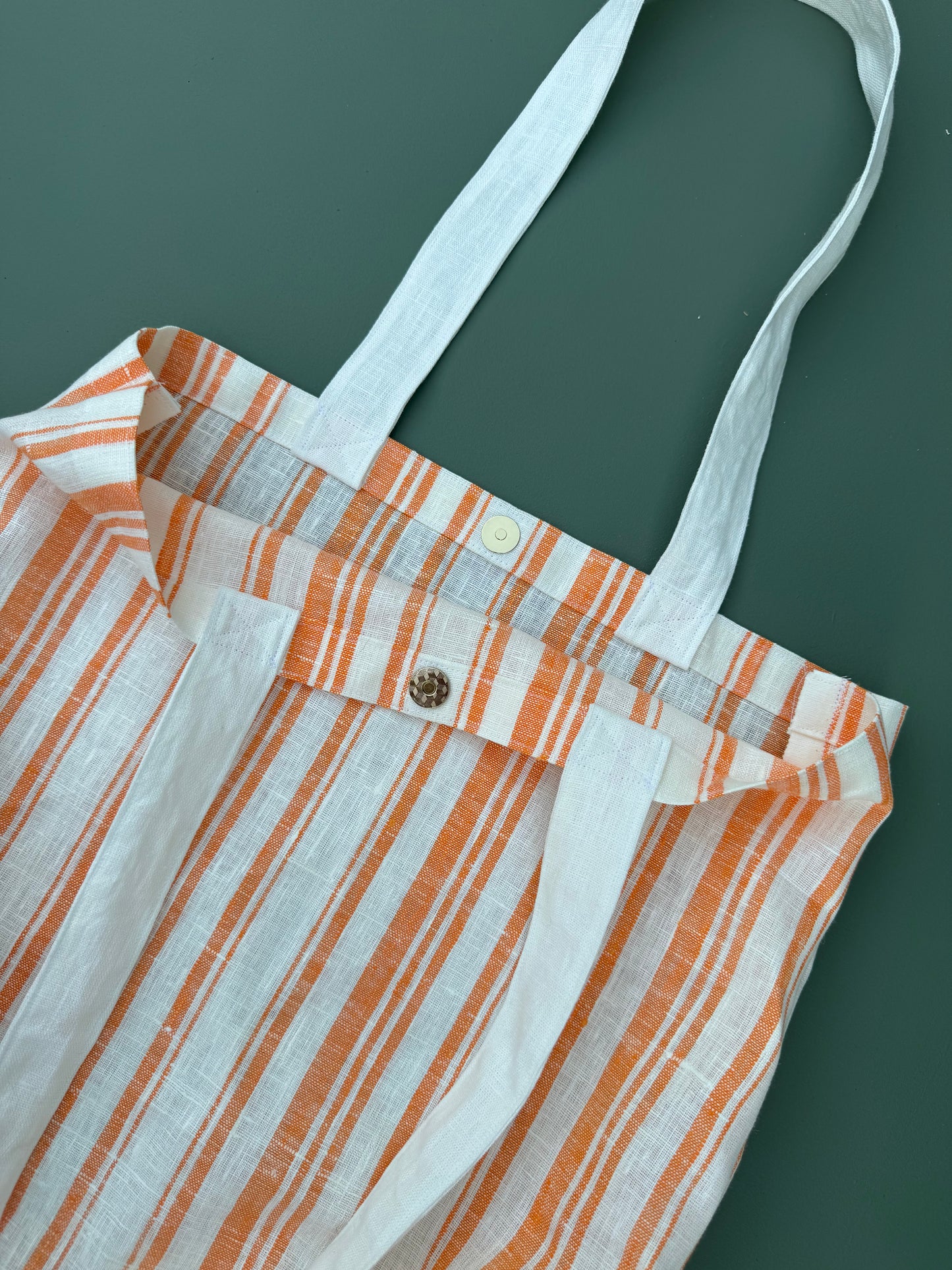 Handmade Striped Linen Tote Bag