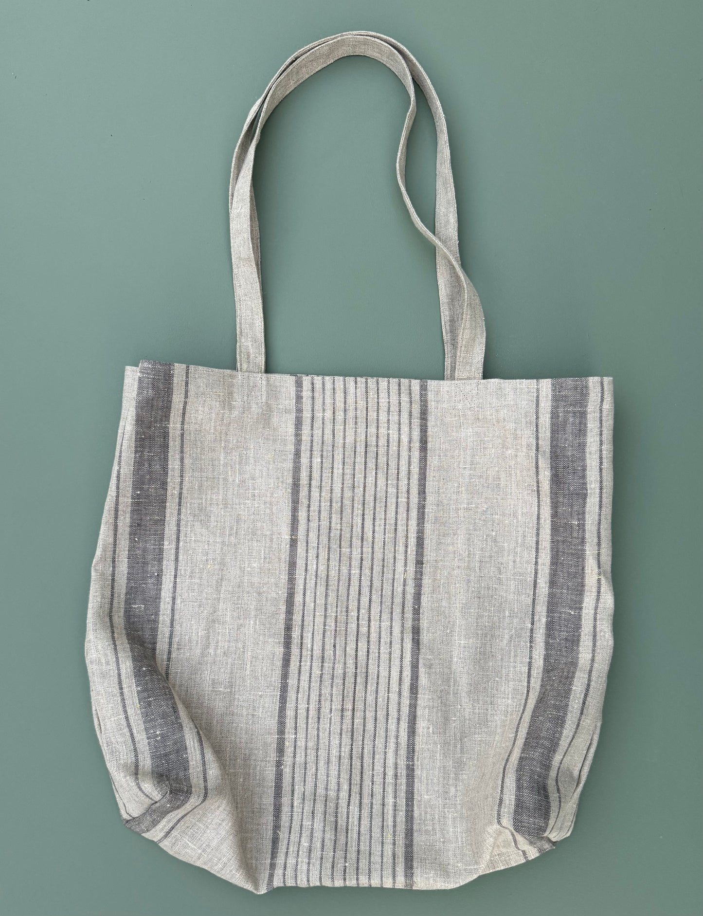 Handmade Striped Linen Tote Bag