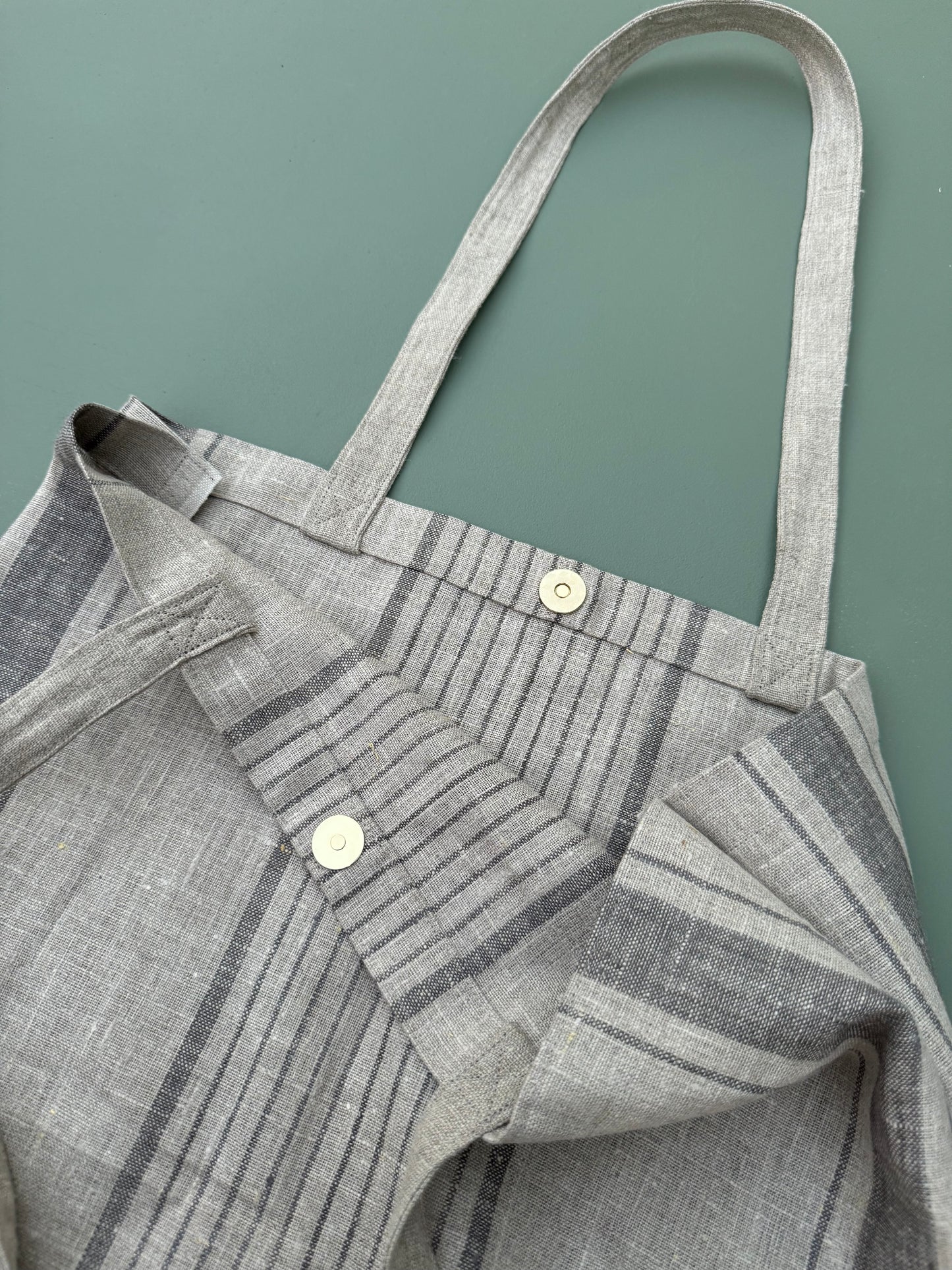 Handmade Striped Linen Tote Bag