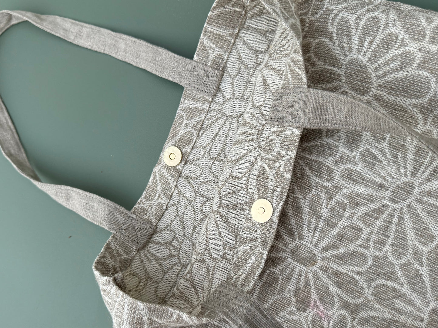 Linen Daisy Tote Bag