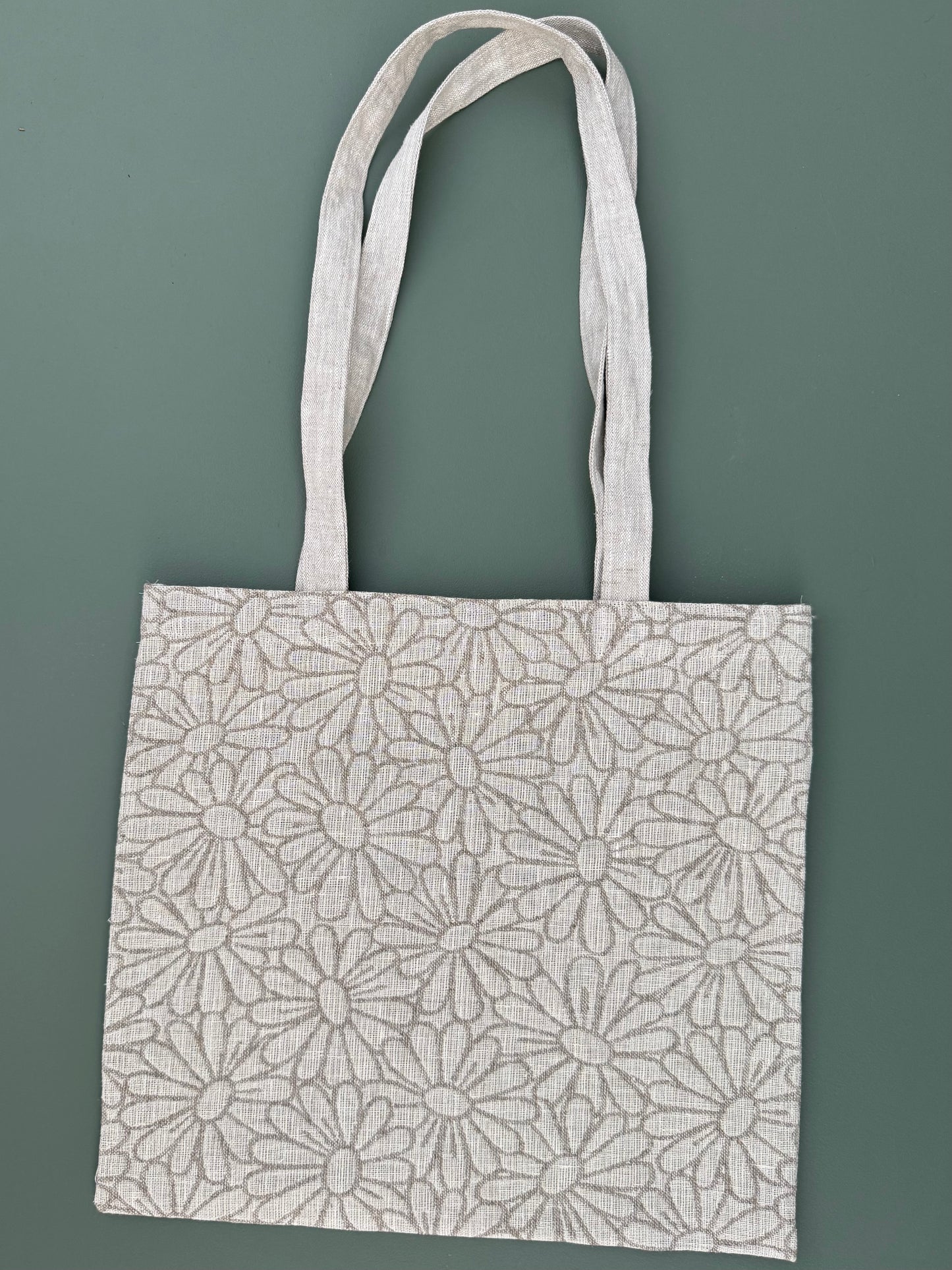 Linen Daisy Tote Bag